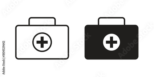 Doctor bag icon symbol. Illustration for web and mobile app. Line and solid style