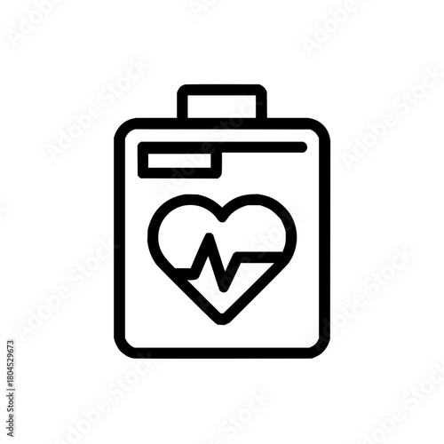 Medical report with heart health vector icon for healthcare and cardiology diagnosis and treatment plan