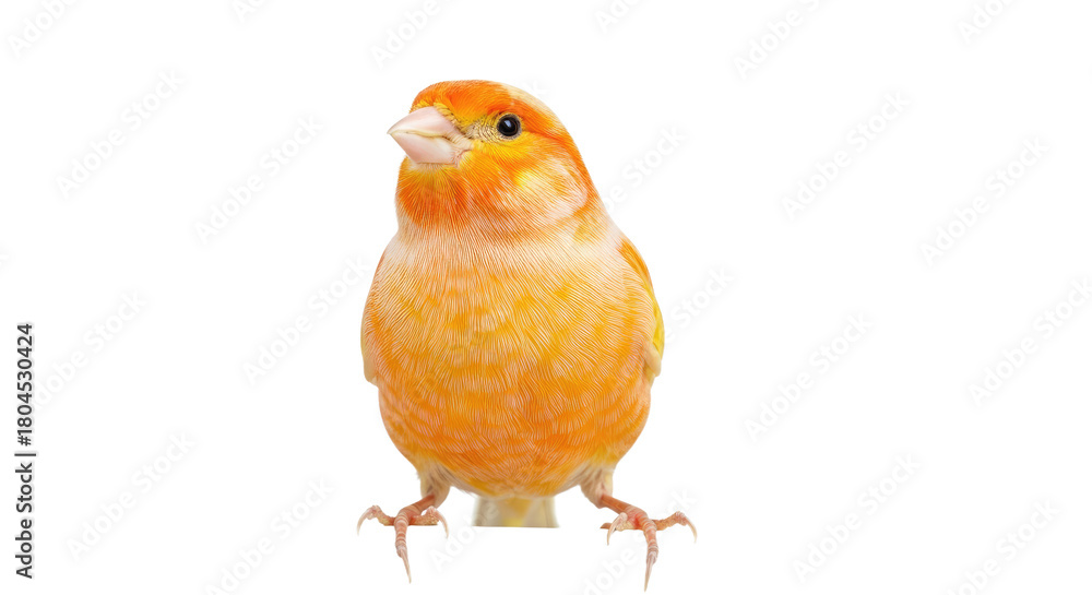 Obraz premium Cute Baby Canary Bird Standing on White Background.