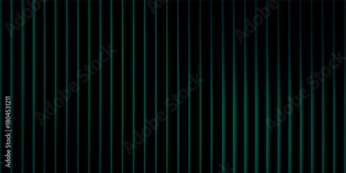 Dark green ribbed glass texture with glossy vertical waves and gradient reflections in abstract background design