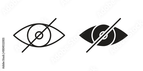 Eye crossed icon symbol. Illustration for web and mobile app. Line and solid style