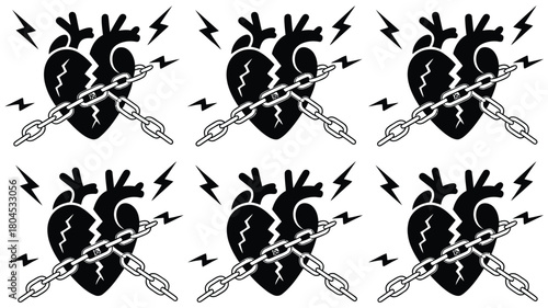 Black and white abstract grunge punk illustration with bold lines and distressed textures suitable for edgy graphic design projects and alternative art