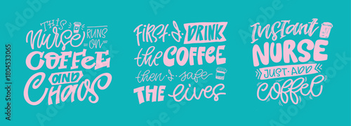 Funny hand drawn doodle lettering quote about Nurse. Lettering for t-shirt design, mug print, bag print, clothes fashion. 100% hand drawn vector image.