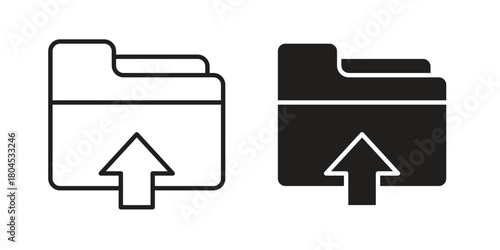 Folder upload icon symbol. Illustration for web and mobile app. Line and solid style