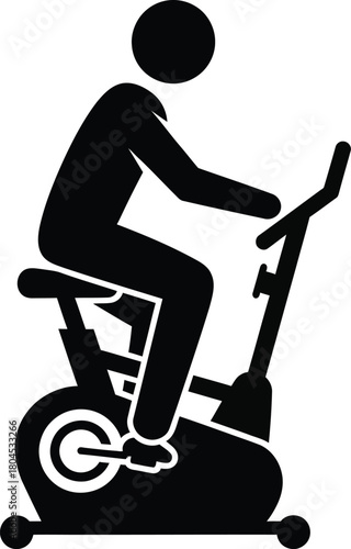 Exercise bike workout indoor cycling cardio fitness training machine eps silhouette