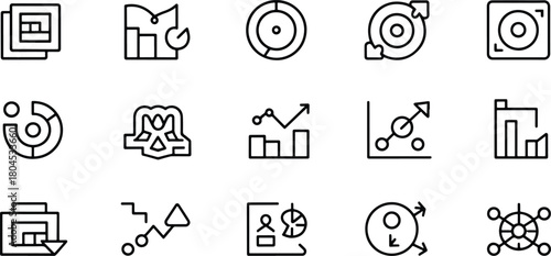 Data Visualization and Statistical Analysis Icons Set