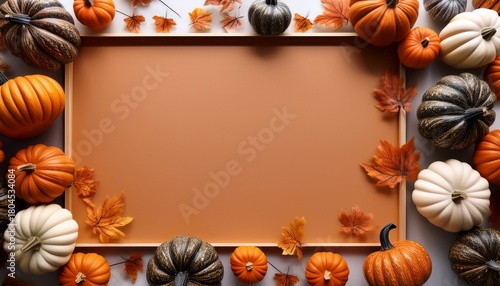 Halloween Mockups Pumpkin Frame With Autumn Decoration And Spooky Orange Pumpkin Border Design For Holiday Celebration Card Invitation