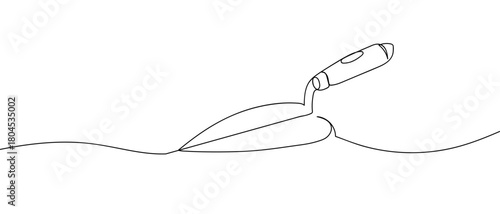 Construction trowel in one continuous line simple linear style. Editable stroke.