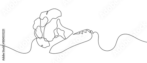 Block curry and carrots in one continuous line simple linear style. Editable stroke.