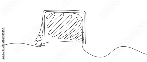 Football goal in one continuous line simple linear style. Editable stroke.