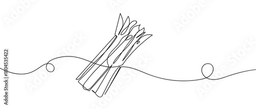 Asparagus in one continuous line simple linear style. Editable stroke.