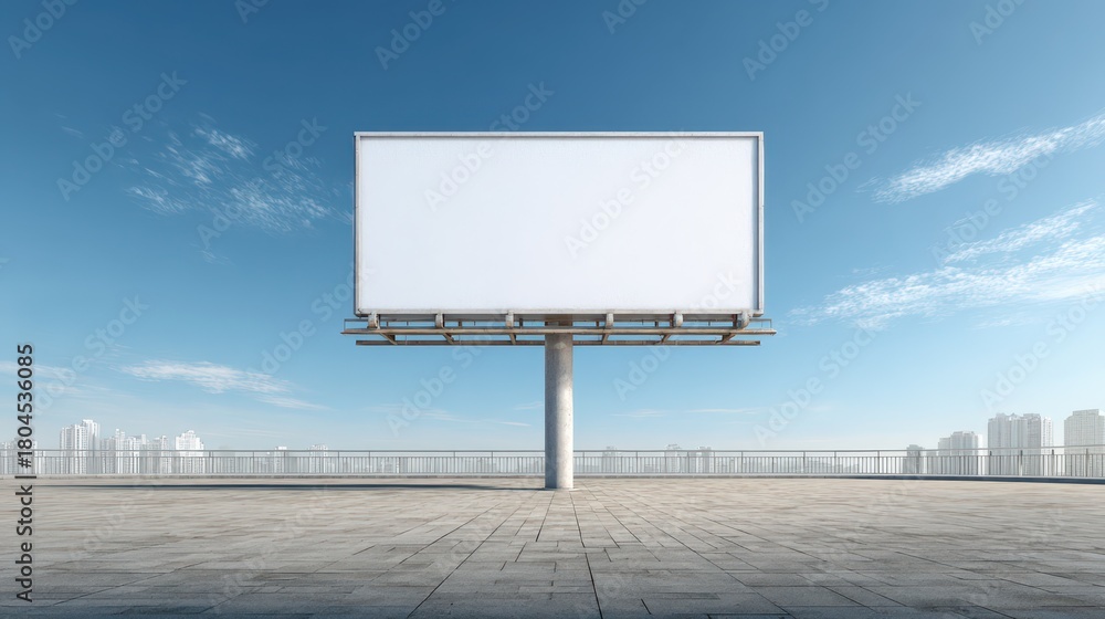 Fototapeta premium 3D Rendered Outdoor Billboard with White Display Under Daylight