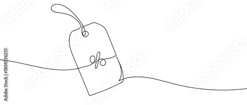 Percentage sign in a single continuous line simple linear style. Editable stroke.