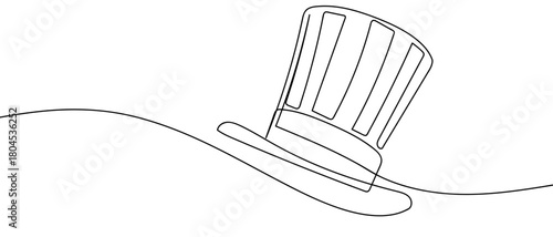 Striped hat, Uncle Sam hat, in one continuous line simple linear style. Editable stroke.
