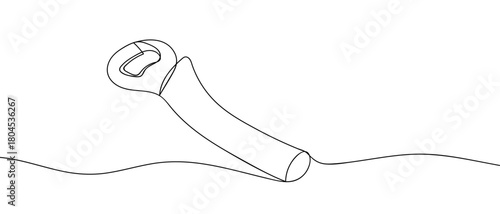 Bottle cap opener in one continuous line simple linear style. Editable stroke.