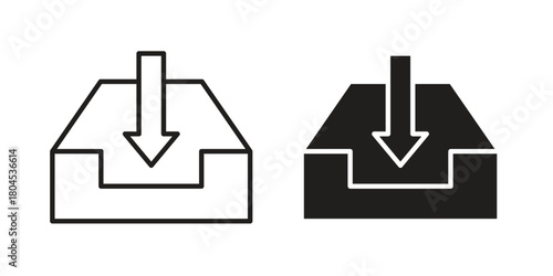 Inbox icon symbol. Illustration for web and mobile app. Line and solid style