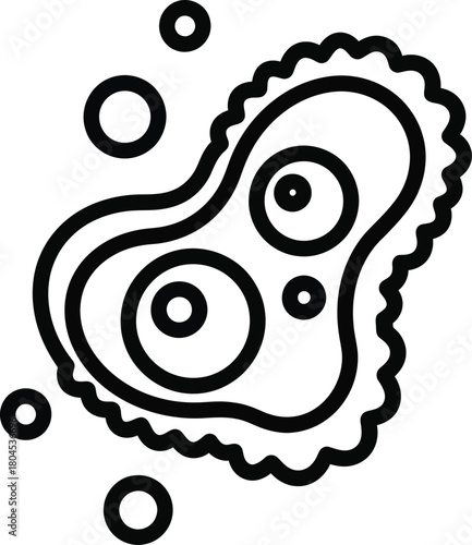 Bacteria germ microbe virus infection disease cell biology line icon eps silhouette