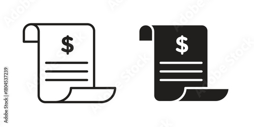 Invoice icon symbol. Illustration for web and mobile app. Line and solid style