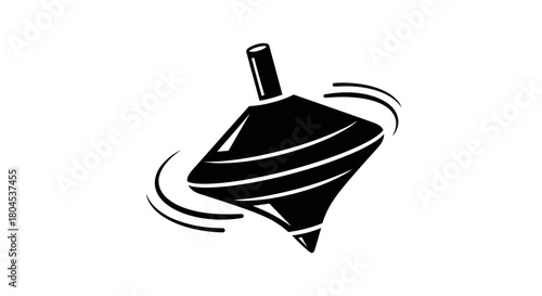 Spinning top illustration with motion lines, isolated on a white background.
