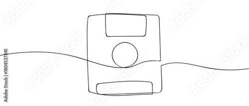 Foppy Disk in one continuous line simple linear style. Editable stroke.