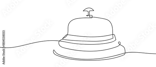 Food ordering bell in one continuous line simple linear style. Editable stroke.