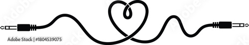 Audio cable love heart vector illustration stock graphic design element eps silhouette