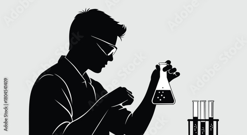 Silhouette of a Scientist Conducting an Experiment