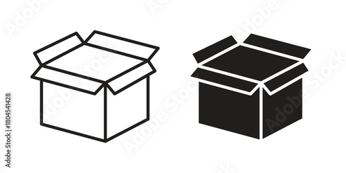 Open box icon symbol. Illustration for web and mobile app. Line and solid style