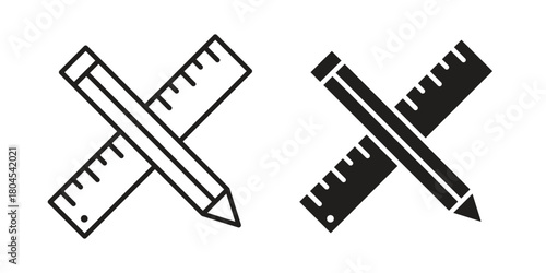 Pencil and ruler icon symbol. Illustration for web and mobile app. Line and solid style
