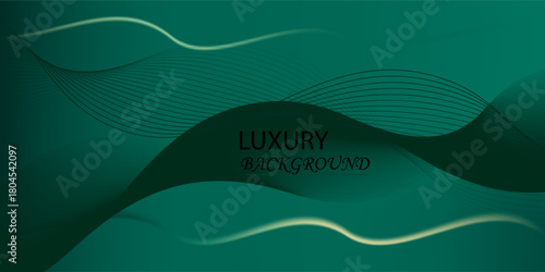 green abstract background decorated with luxury golden lines vector illustration