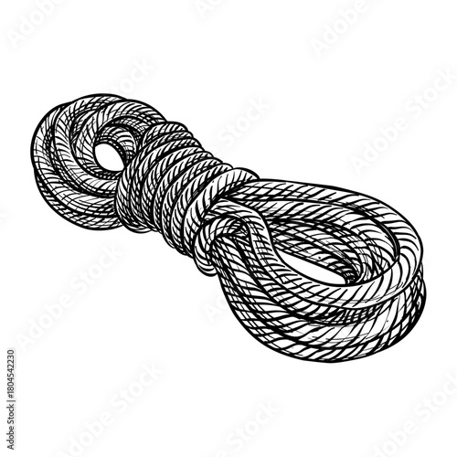 coil rope vector line art hand drawn illustration