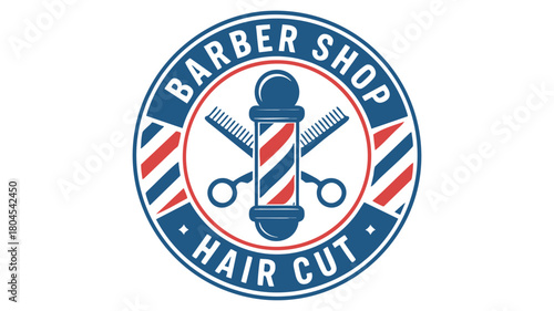 Barbershop pole and tools logo