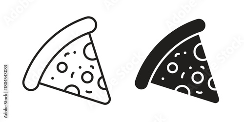 Pizza slice icon symbol. Illustration for web and mobile app. Line and solid style