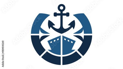 Sea shipping logistics anchor logo