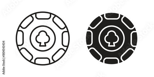 Poker chip icon symbol. Illustration for web and mobile app. Line and solid style