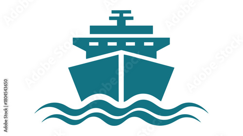Ship icon with waves, front view