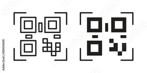 Qrcode icon symbol. Illustration for web and mobile app. Line and solid style