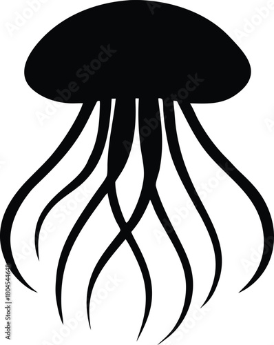 Isolated jellyfish silhouette. Dangerous sea jelly vector graphic.