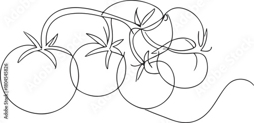 Simple black and white illustration of a tomato