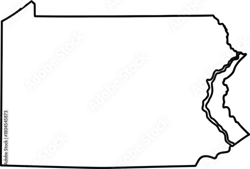 Pennsylvania state outline map vector illustration black and white art eps silhouette