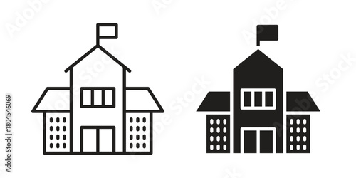 school icon symbol. Illustration for web and mobile app. Line and solid style