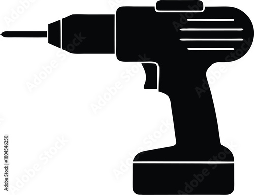 Isolated electric screwdriver silhouette. Automatic screw gun vector graphic.