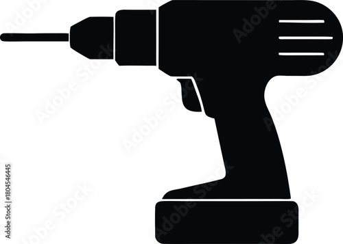 Electric screwdriver silhouette vector icon. Cordless power drill tool symbol.