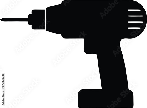 Electric screwdriver silhouette vector icon. Cordless power drill tool symbol.