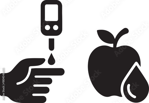 Blood sugar check icon showing a finger prick test for diabetes health monitoring and care.