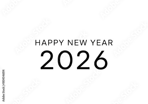 Simple graphic with "Happy New Year" above the number "2026" in a clean, minimalist font on a white background.