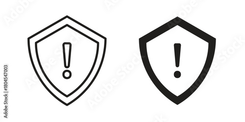 Shield exclamation icon symbol. Illustration for web and mobile app. Line and solid style