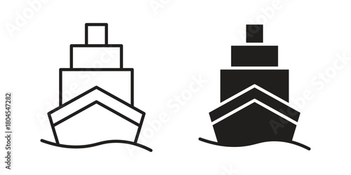 Ship icon symbol. Illustration for web and mobile app. Line and solid style