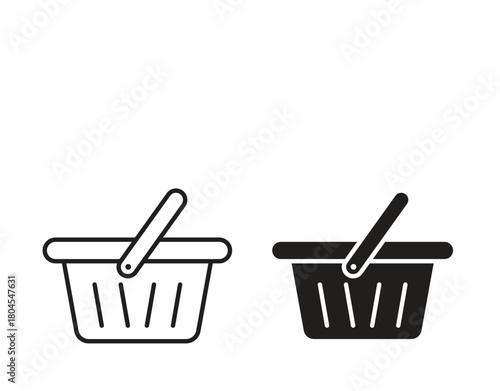 Shopping basket icon symbol. Illustration for web and mobile app. Line and solid style
