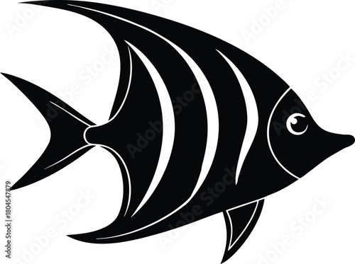 Angelfish silhouette vector icon. Tropical aquarium fish symbol